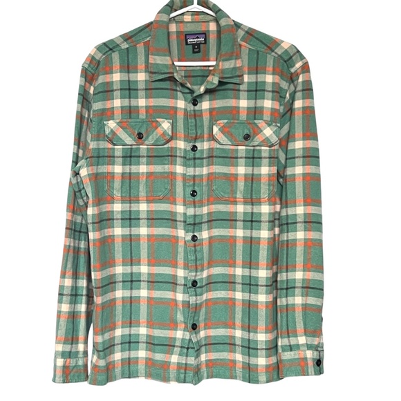 Patagonia Other - Patagonia Shirt Button Down Green Orange Large Check Size M 100% Organic Cotton